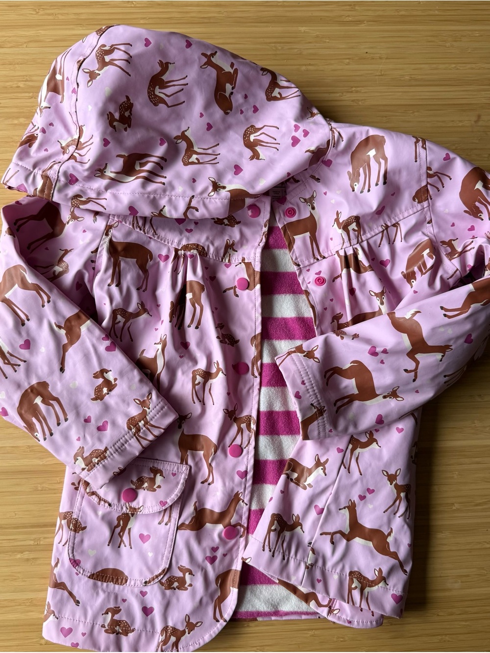 Hatley Girls' Pink Deer Print Hooded Jacket
